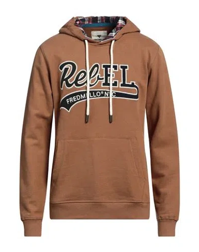 Fred Mello Man Sweatshirt Brown Size Xl Cotton