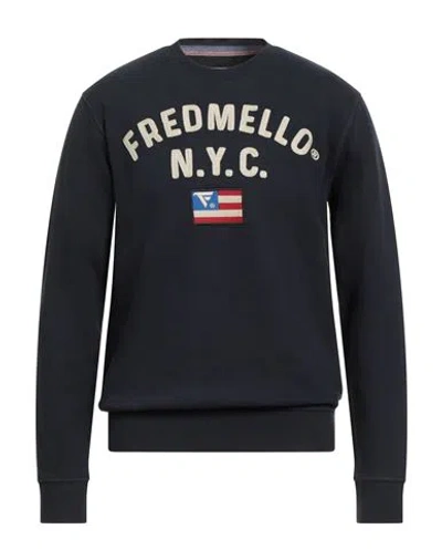 Fred Mello Man Sweatshirt Midnight Blue Size L Cotton