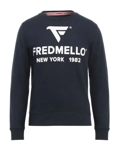 Fred Mello Man Sweatshirt Midnight Blue Size M Cotton