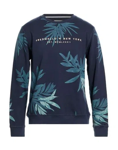 Fred Mello Man Sweatshirt Midnight Blue Size Xxl Cotton, Polyester