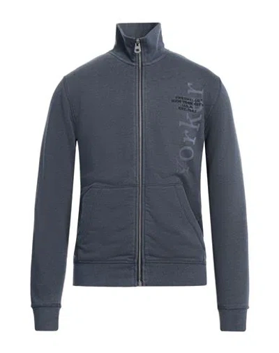 Fred Mello Man Sweatshirt Slate Blue Size 3xl Cotton, Polyester