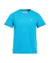 Fred Mello Man T-shirt Azure Size L Cotton, Polyester, Elastane In Blue
