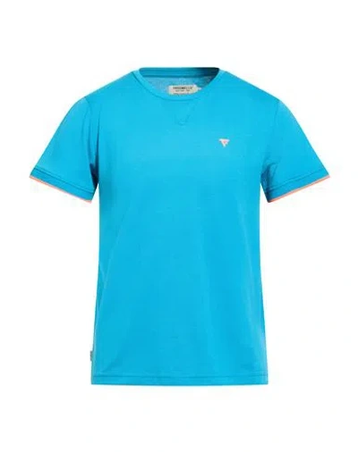 Fred Mello Man T-shirt Azure Size L Cotton, Polyester, Elastane In Blue