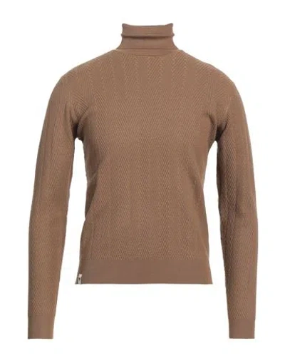 Fred Mello Man Turtleneck Brown Size L Viscose, Polyamide