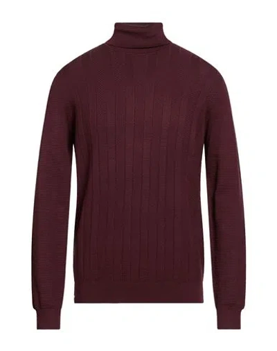 Fred Mello Man Turtleneck Burgundy Size Xxl Viscose, Polyamide In Brown