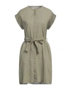Fred Mello Woman Mini Dress Military Green Size Xl Cotton, Linen