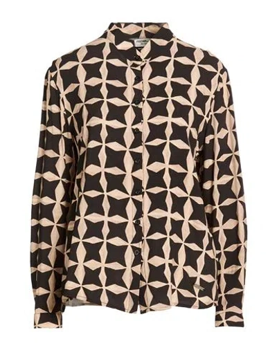 Fred Mello Woman Shirt Black Size Xxl Viscose In Brown