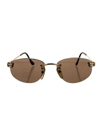 Pre-owned Fred Narrow Tinted Sunglasses In Gold