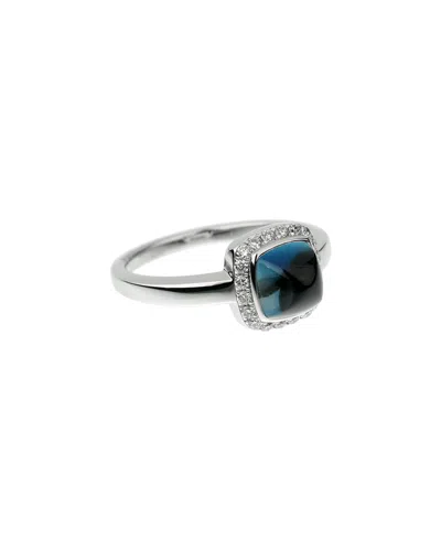 Fred Of Paris 18k 0.15 Ct. Tw. Diamond & Topaz Sugar Cube Ring (authentic Pre-loved) In Metallic