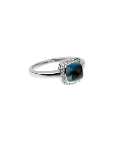 Pre-owned Fred Of Paris 18k 1.15 Ct. Tw. Diamond & Blue Topaz Ring (authentic Pre-loved)