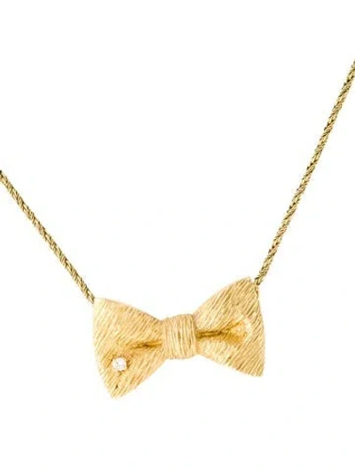 Pre-owned Fred Of Paris 18k Diamond Bow Pendant Necklace, 15.75" In Multi