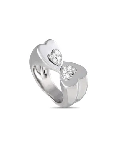 Fred Of Paris 18k Twin Hearts Ring In Silver