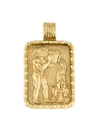 Pre-owned Fred Of Paris Vintage 18k Aquarius Zodiac Pendant In Multi