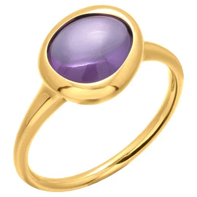 Pre-owned Fred Paris 18k Rose Gold Stacking Ring Set With A Luminous Amethyst In Red