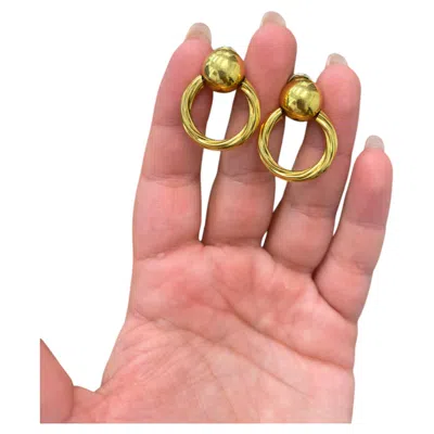 Pre-owned Fred Paris 18k Yellow Gold Door Knocker Hoop Earrings 1980s Vintage