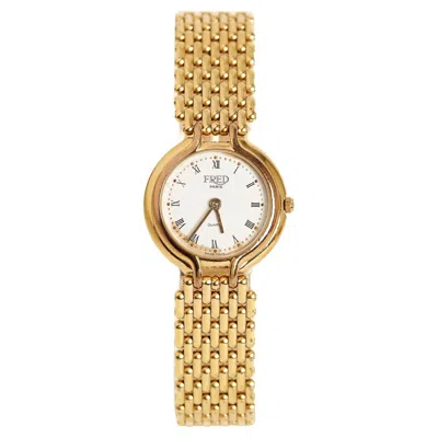 Pre-owned Fred Paris Circa 1990 Montre Force 10 Vintage Golden Metal Wrist Watch Lady In Multi