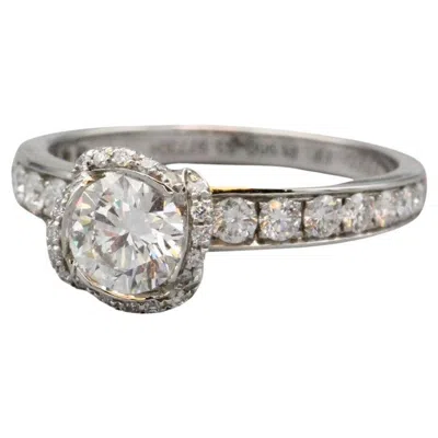 Pre-owned Fred Paris Fleur Celeste Diamond Platinum Flower Engagement Ring .7 Carat E/vs1 In Multi