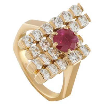 Pre-owned Fred Paris Fred Of Paris 18k Yellow Gold 1.95ct Diamond And Ruby Ring Fp16-031626