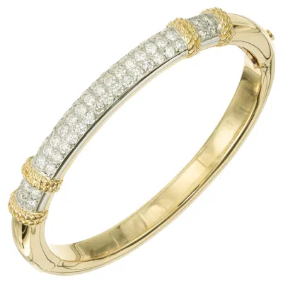 Pre-owned Fred Paris Fred Of Paris 2.28 Carat Diamond Two Tone Gold Bangle Bracelet In Multi