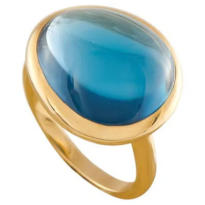 Pre-owned Fred Paris Fred Of Paris Belles Rives 18k Yellow Gold London Blue Topaz Ring Fp09-050426