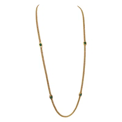 Pre-owned Fred Paris Fred Sautoir 18 Carat Yellow Gold And Chrysoprases Circa 1970 Long Necklace