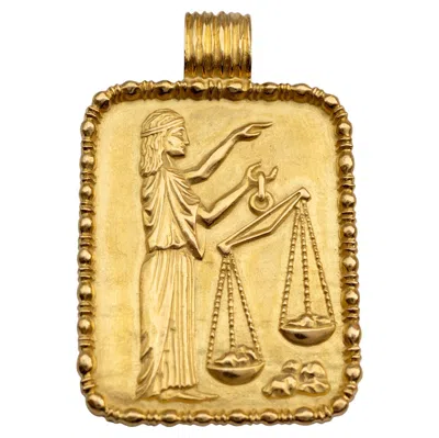 Pre-owned Fred Paris Gold Libra Zodiac Vintage Pendant Necklace In Multi