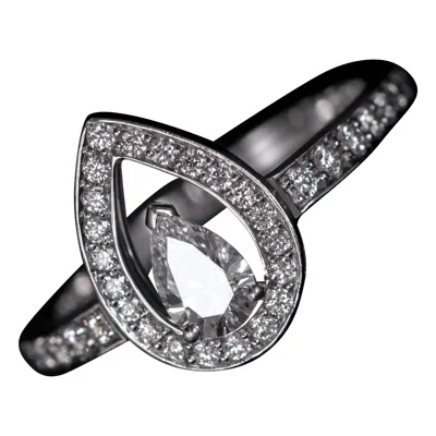 Pre-owned Fred Paris Lovelight Gia D Color Pear Brilliant Diamond Platinum Engagement Ring In Multi