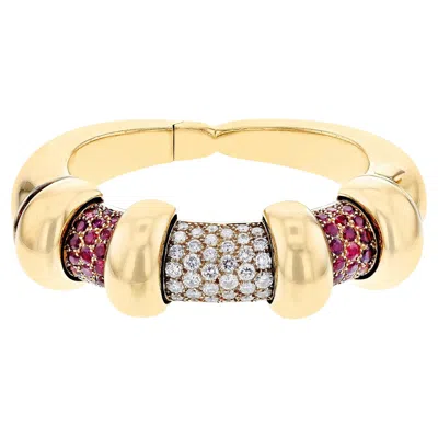 Pre-owned Fred Paris René Boivin Diamond And Ruby Sliding Interchangeable Bangle In Multi