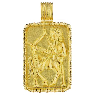 Pre-owned Fred Paris Sagittarius Gold Zodiac Vintage Pendant Chain Necklace In Multiple