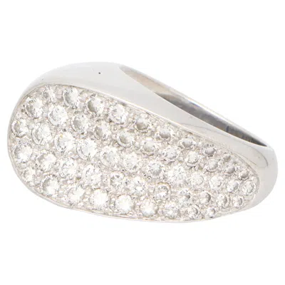 Pre-owned Fred Paris Vintage  Diamond Bombe Ring Set In 18k White Gold