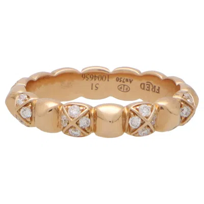 Pre-owned Fred Paris Vintage  Diamond Bubble Band Ring In Rose Gold In Red