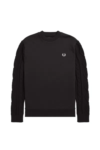 Fred Perry Logo Double Sweater In Black