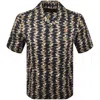 Fred Perry Camp-collar Patterned Shirt In Navy