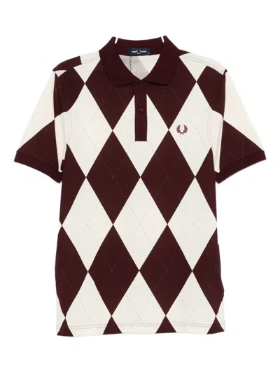 Fred Perry Argyle-checked Polo Shirt In White