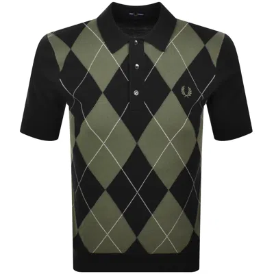 FRED PERRY FRED PERRY ARGYLE KNIT POLO BLACK