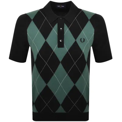Fred Perry Argyle Knit Polo Black