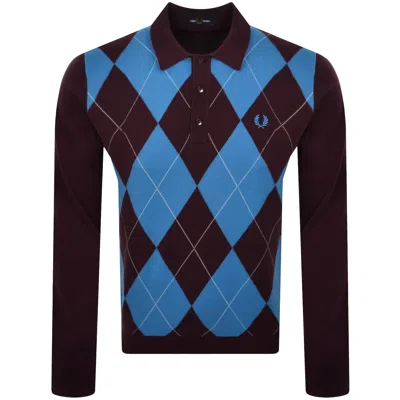 Fred Perry Argyle Knited Polo Burgundy