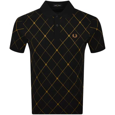Fred Perry Argyle Print Polo Black In Multi