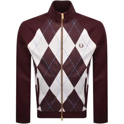 Fred Perry Argyle Track Top Oxblood In Burgundy