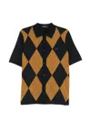 Fred Perry Argyle-pattern Button-up Sweater In Blue