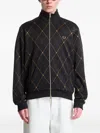 Fred Perry Argyle-pattern Track Jacket In Black