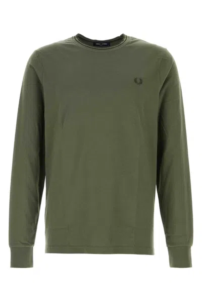 FRED PERRY ARMY GREEN COTTON T-SHIRT