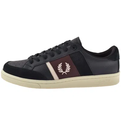 Fred Perry B725 Leather Trainers Navy In Black