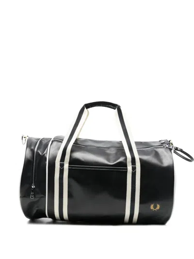 Fred Perry Barrel Bag With Adjustable Strap And Dual Handles In Blue