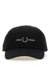 Fred Perry Logo Embroidered Baseball Hat In Black