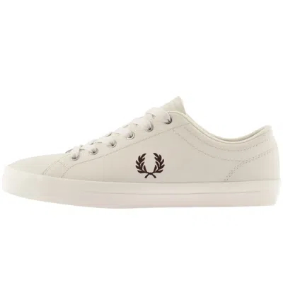 Fred Perry Baseline Leather Trainers Ecru In White