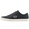 Fred Perry Baseline Leather Trainers Grey In Blue