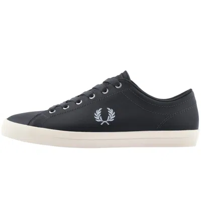 Fred Perry Baseline Leather Trainers Navy In Blue