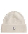 Fred Perry Beanie Hat With Logo In Beige