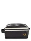Fred Perry Coated Polyester Wash Bag Navy In Black